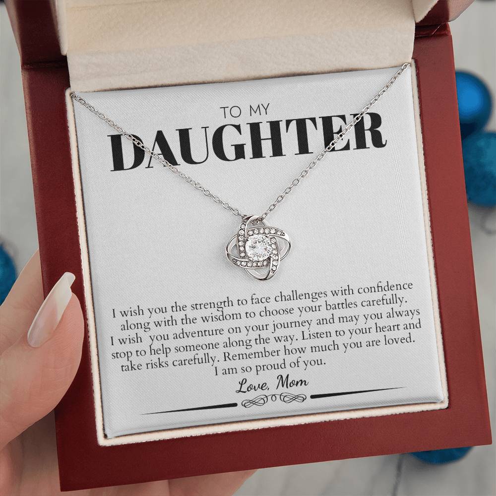 To My Daughter (from Mom) - Listen To Your Heart - Love Knot Necklace