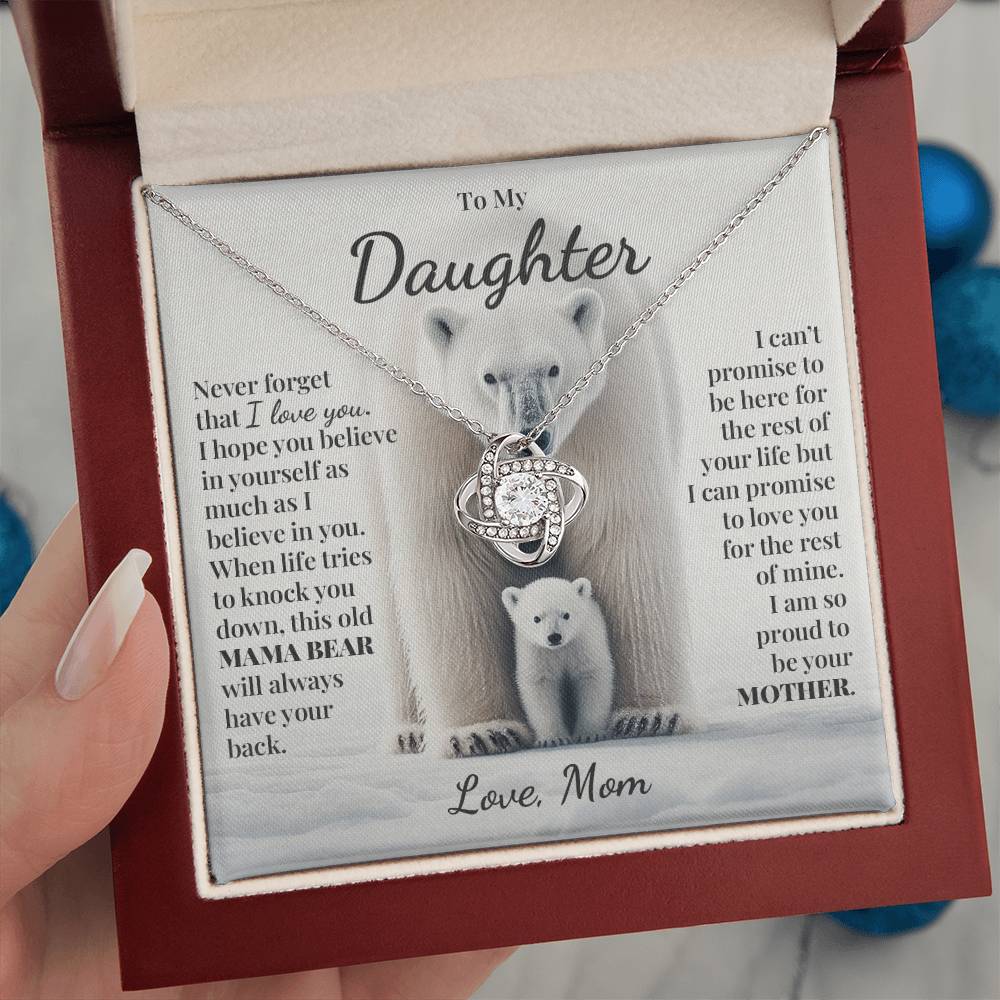 To My Daughter (From Mom) - This Old Mama Bear - Love Knot Necklace