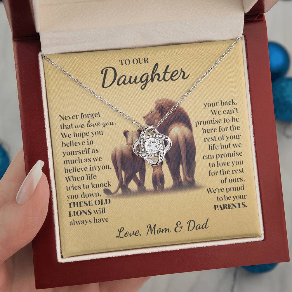 To Our Daughter (From Mom and Dad) - These Old Lions - Love Knot Necklace