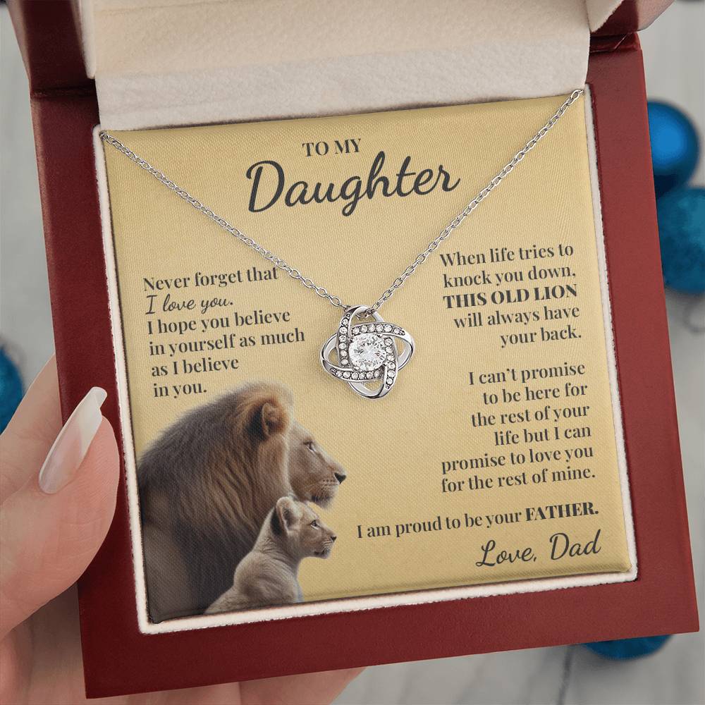 To My Daughter (From Dad) - Proud Old Lion - Love Knot Necklace