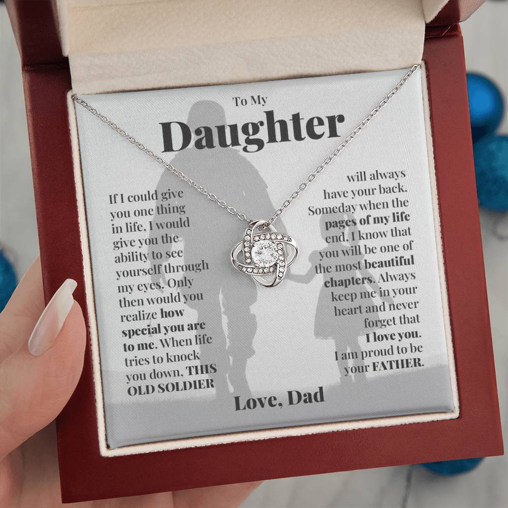 To My Daughter (From Dad) - This Old Soldier - Love Knot Necklace