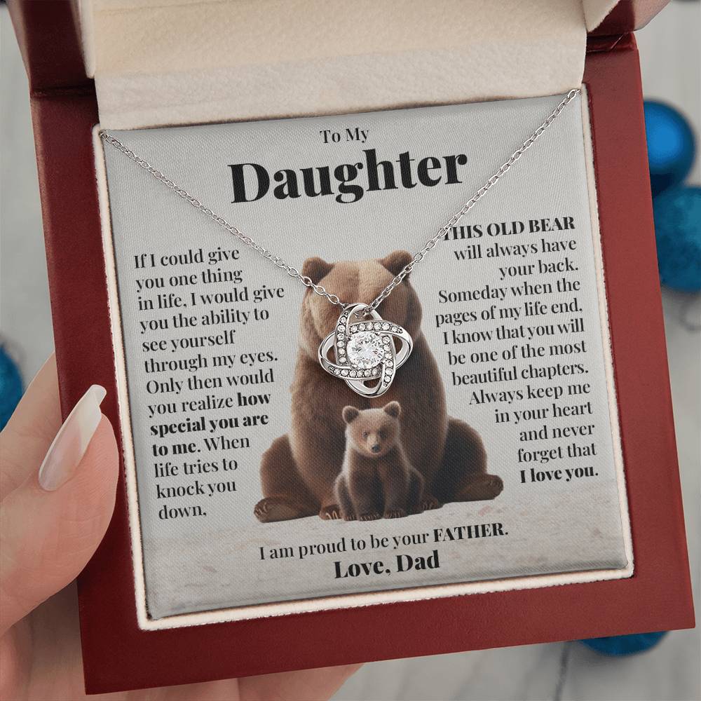 To My Daughter (From Dad) - This Old Bear - Love Knot Necklace