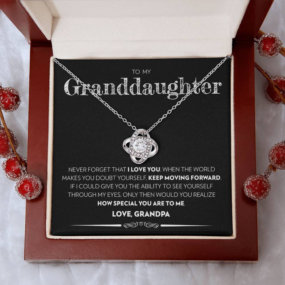 Granddaughter (From Grandpa) - Keep Moving Forward - Love Knot Necklace