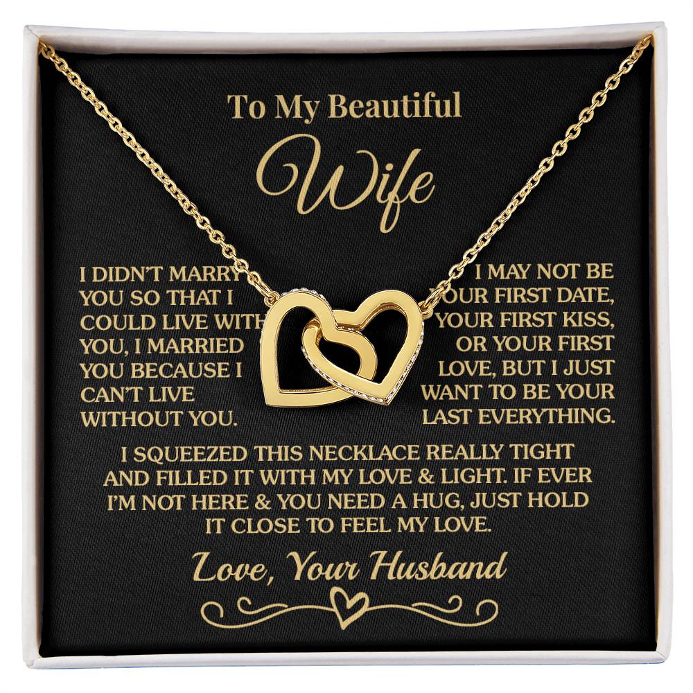 Gift For Wife - Can't Live Without You - Interlocking Hearts Necklace
