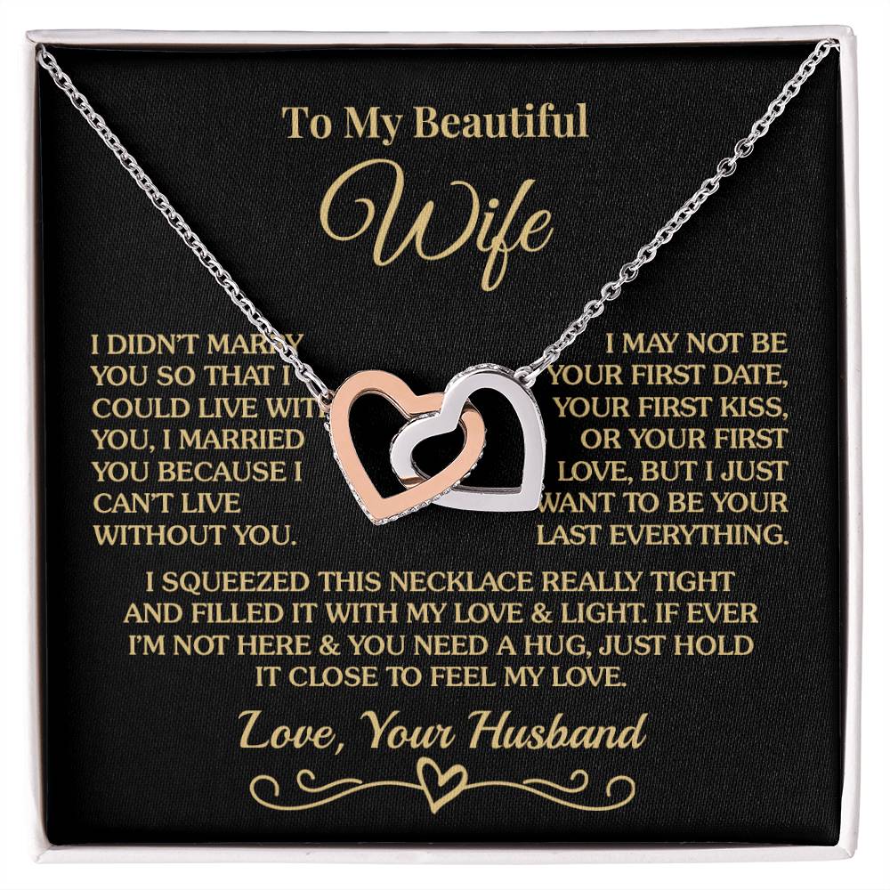 Gift For Wife - Can't Live Without You - Interlocking Hearts Necklace