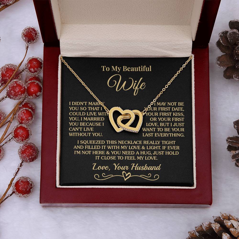 Gift For Wife - Can't Live Without You - Interlocking Hearts Necklace