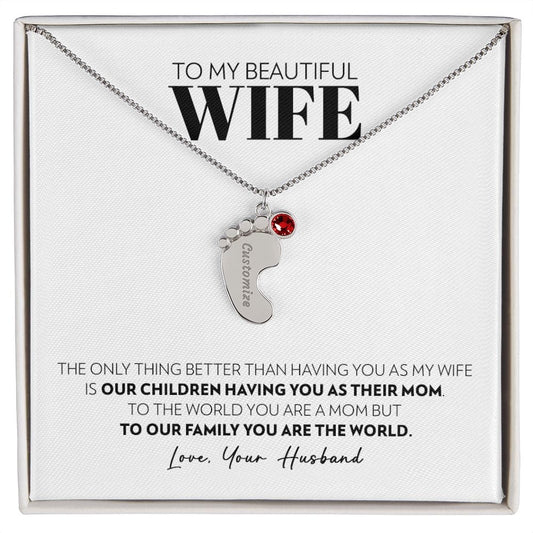 Wife - Only Thing Better - Custom Baby Feet Necklace with Birthstone