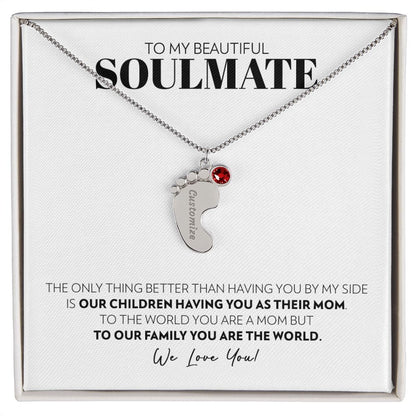 Soulmate - Only Thing Better - Custom Baby Feet Necklace with Birthstone