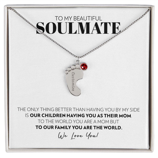 Soulmate - Only Thing Better - Custom Baby Feet Necklace with Birthstone