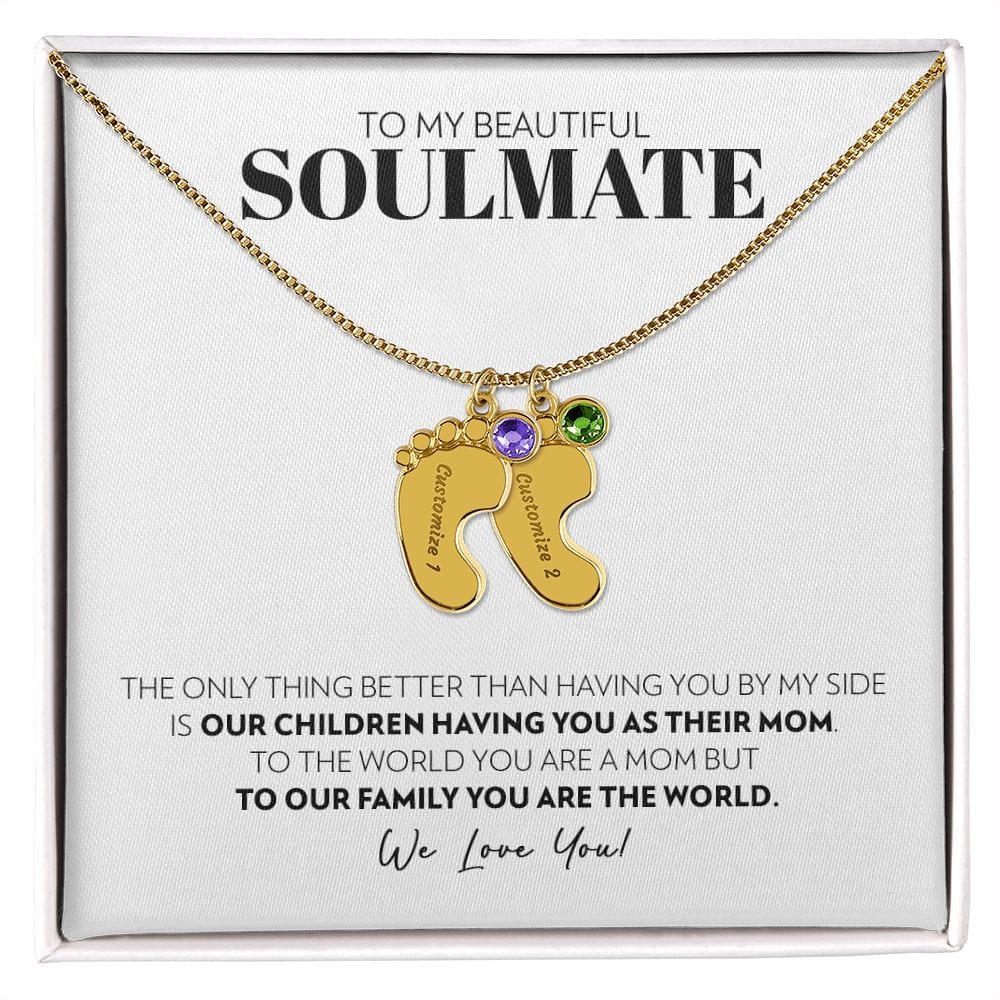 Soulmate - Only Thing Better - Custom Baby Feet Necklace with Birthstone