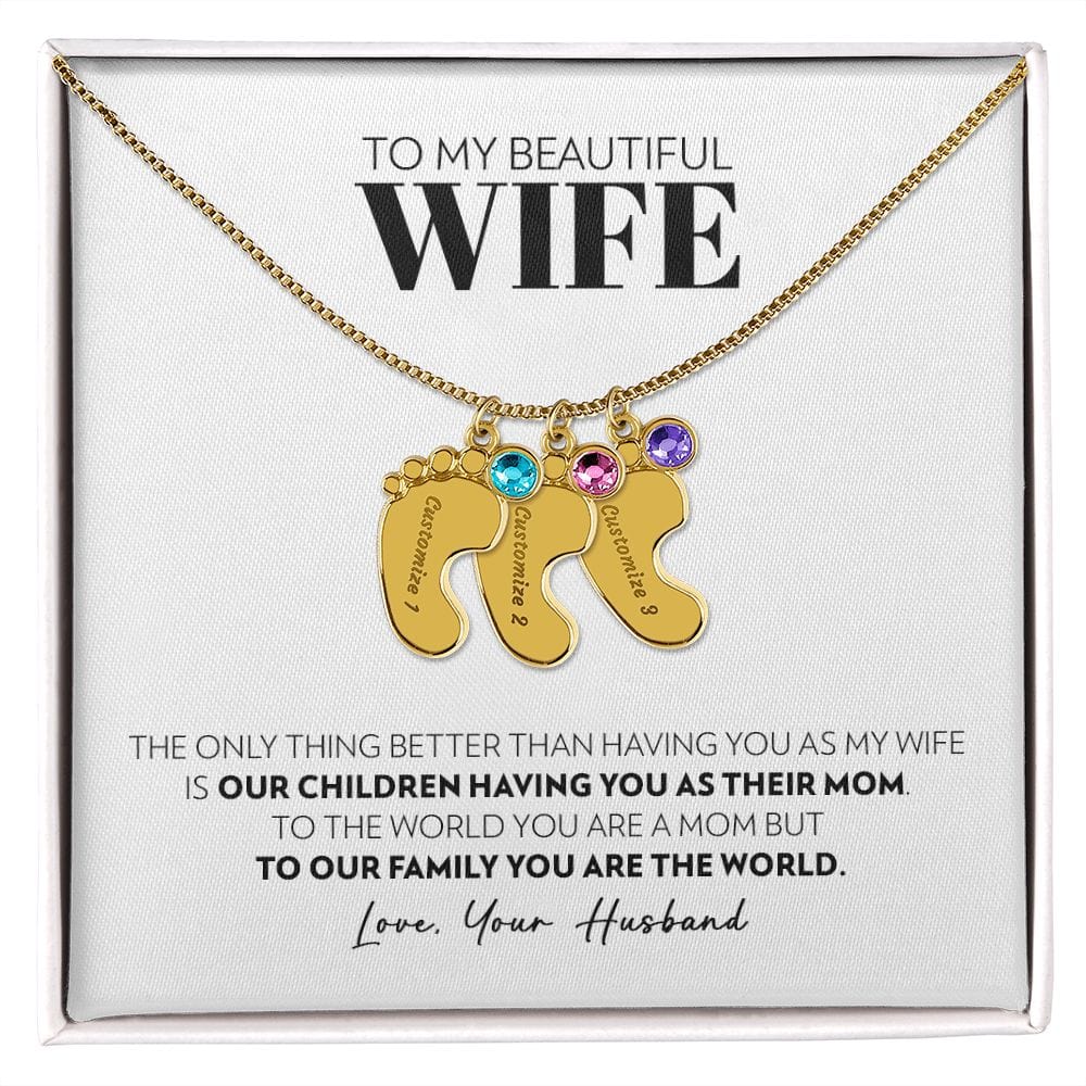 Wife - Only Thing Better - Custom Baby Feet Necklace with Birthstone