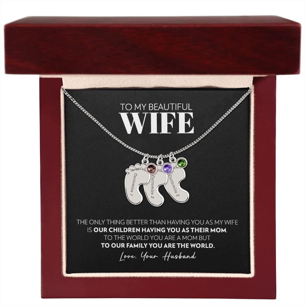 [ALMOST SOLD OUT] Wife - Only Thing Better (Black) - Custom Baby Feet Necklace with Birthstone