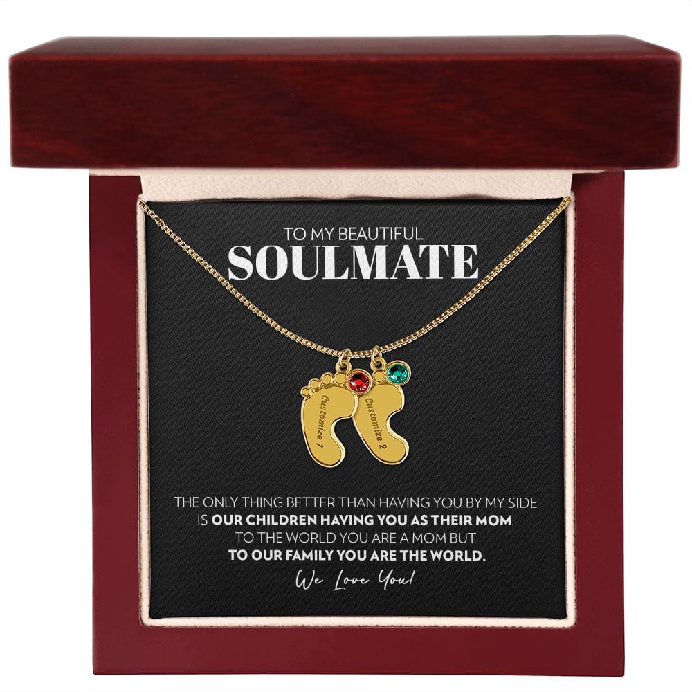 Soulmate - Only Thing Better (Black) - Custom Baby Feet Necklace with Birthstone
