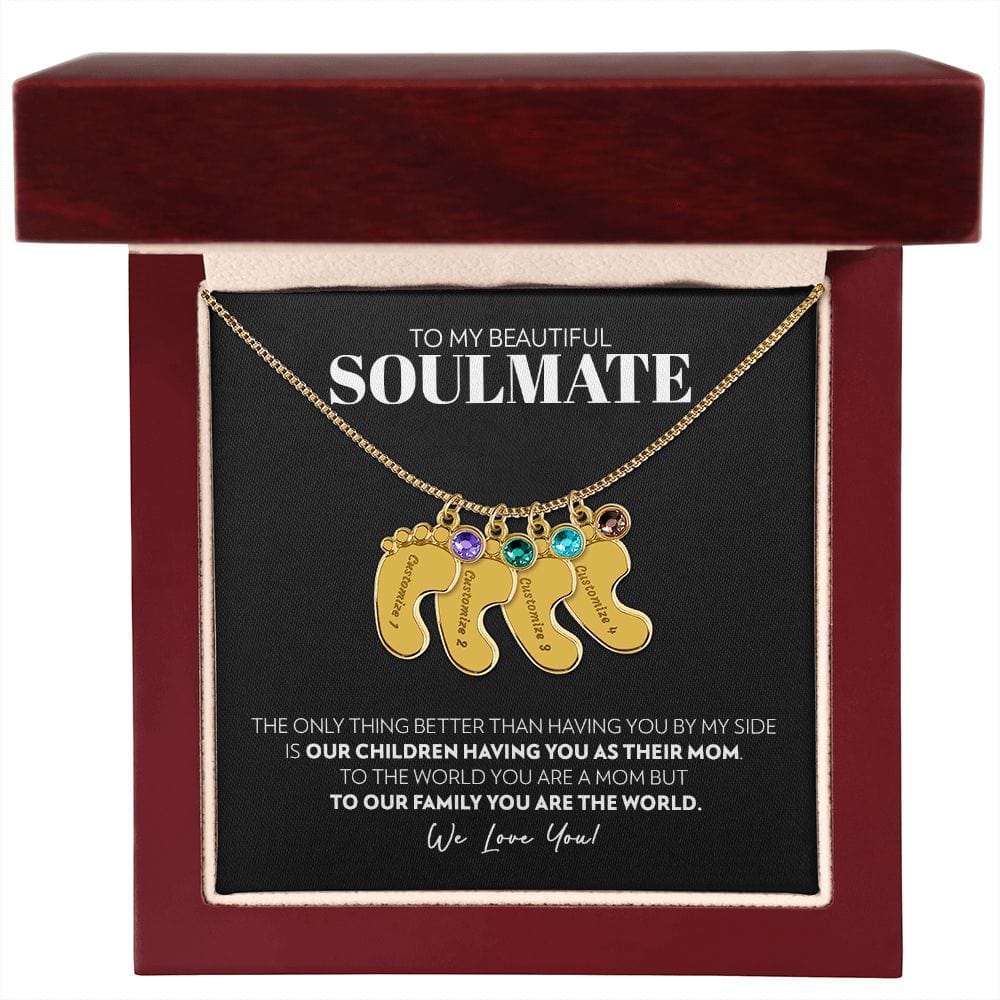 Soulmate - Only Thing Better (Black) - Custom Baby Feet Necklace with Birthstone