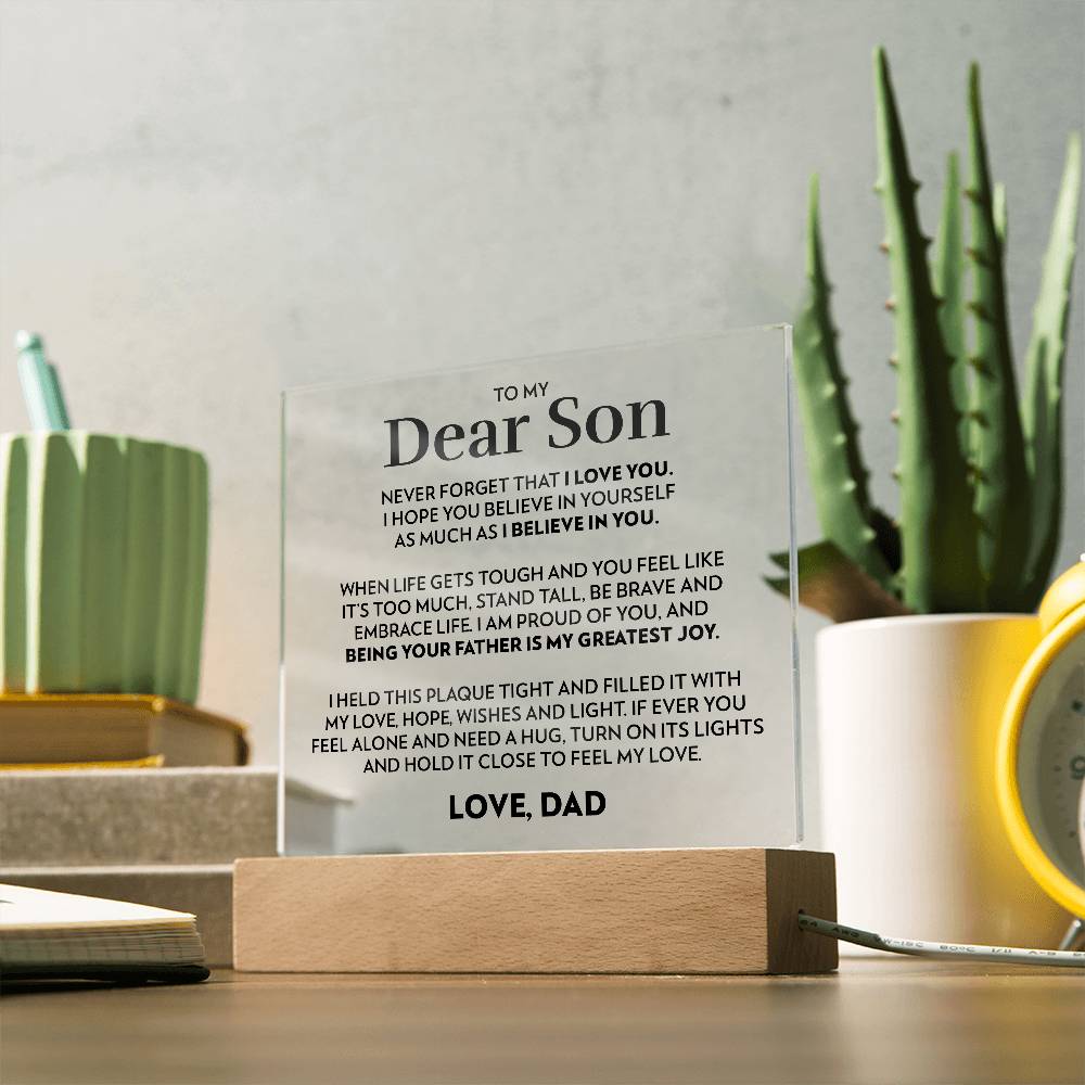 Son (From Dad) - Believe - LED Square Acrylic Plaque