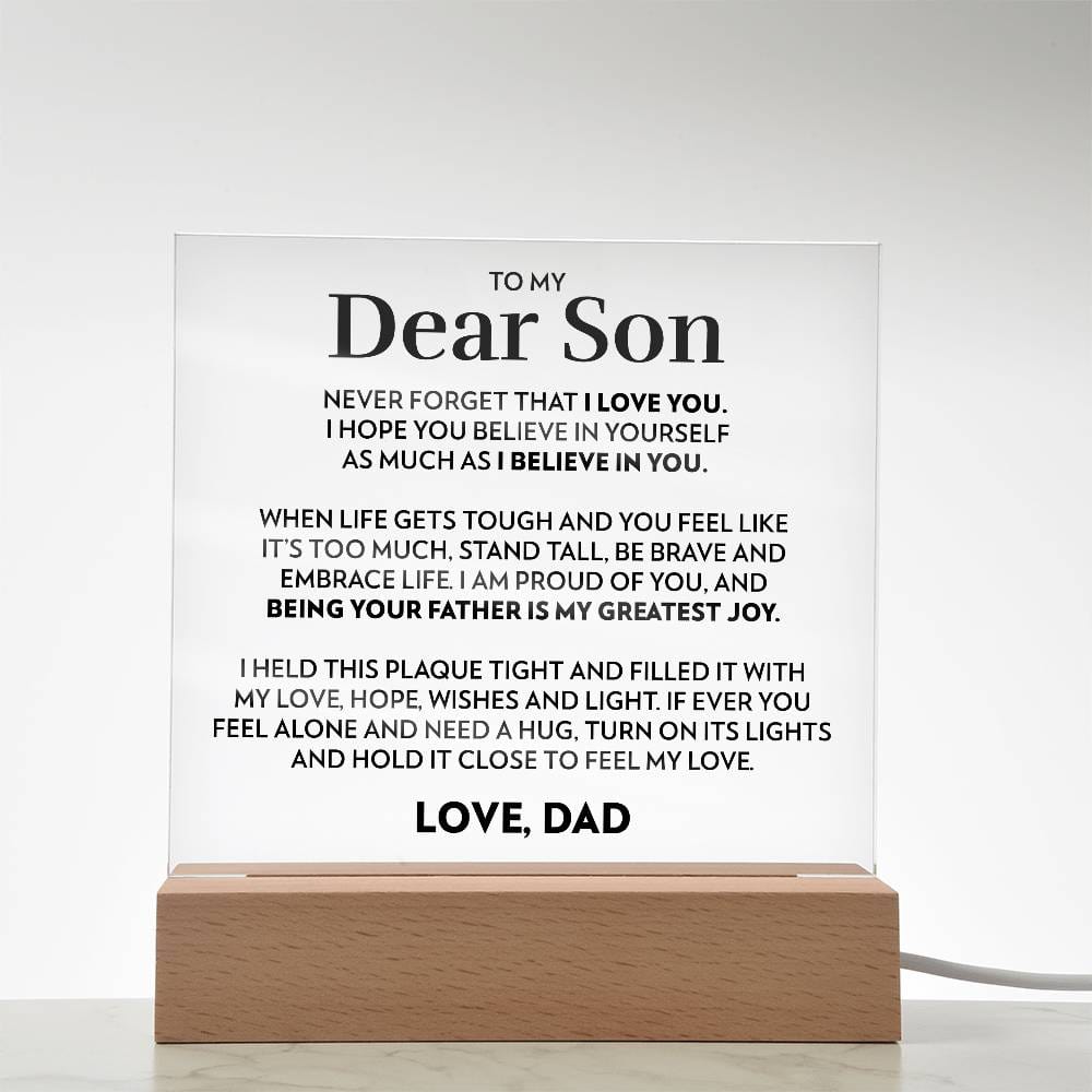Son (From Dad) - Believe - LED Square Acrylic Plaque