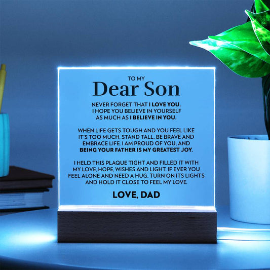 Son (From Dad) - Believe - LED Square Acrylic Plaque