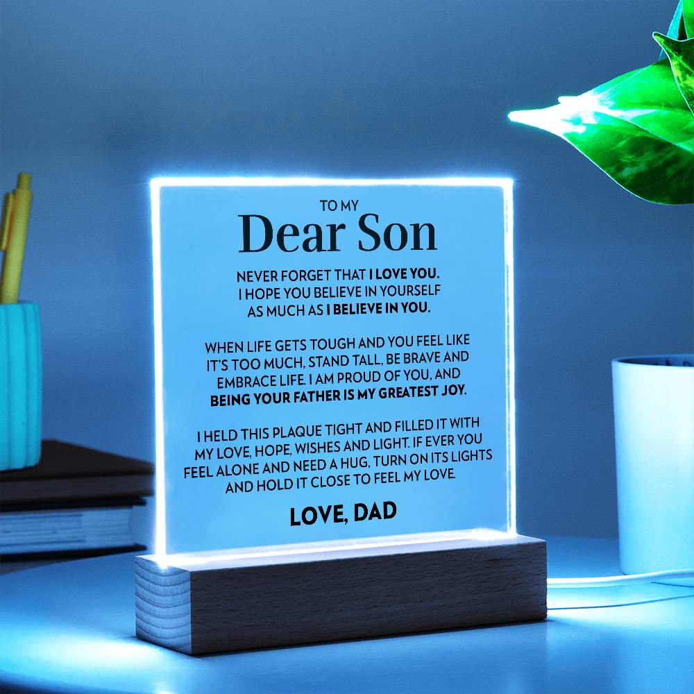 Son (From Dad) - Believe - LED Square Acrylic Plaque