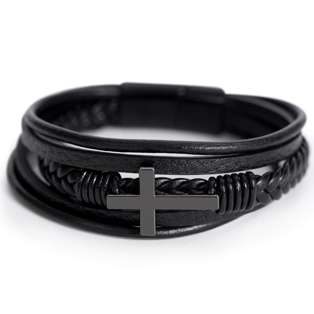To My Man - All My Lasts - Men's Cross Vegan Leather Bracelet