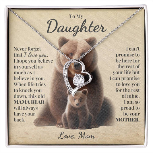 To My Daughter (From Mom) - This Old Mama Bear - Forever Love Necklace