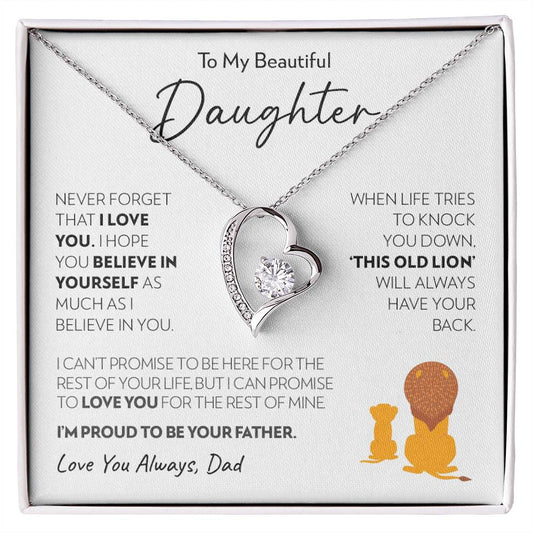 Daughter (from Dad) - Old Lion - Forever Love Necklace