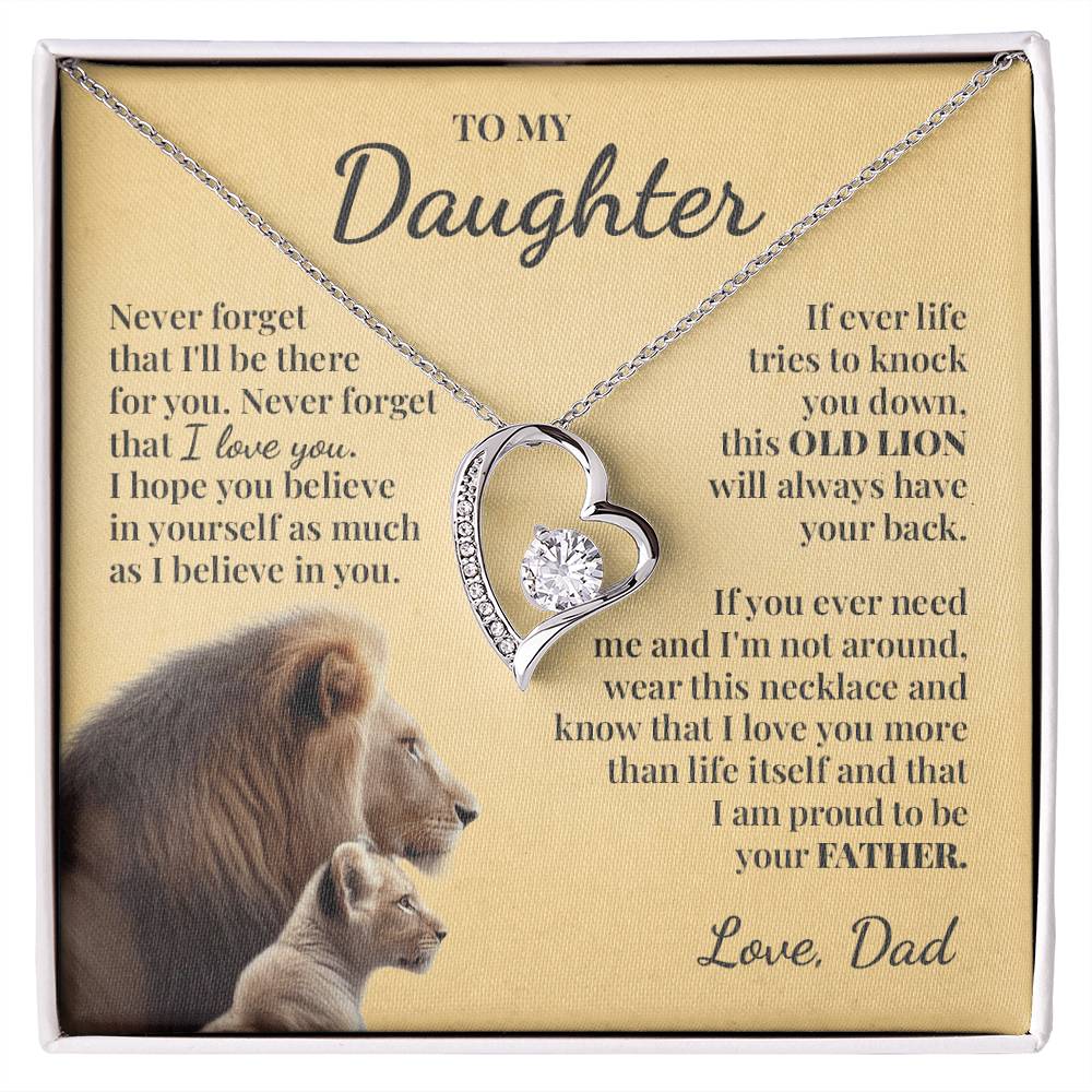 To My Daughter (From Dad) - This Old Lion Will Always Have Your Back - Forever Love Necklace