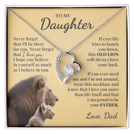 To My Daughter (From Dad) - This Old Lion Will Always Have Your Back - Forever Love Necklace