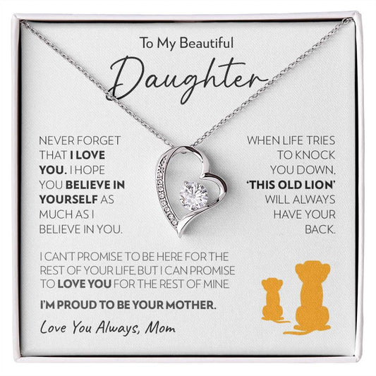 Daughter (from Mom) - Old Lion - Forever Love Necklace