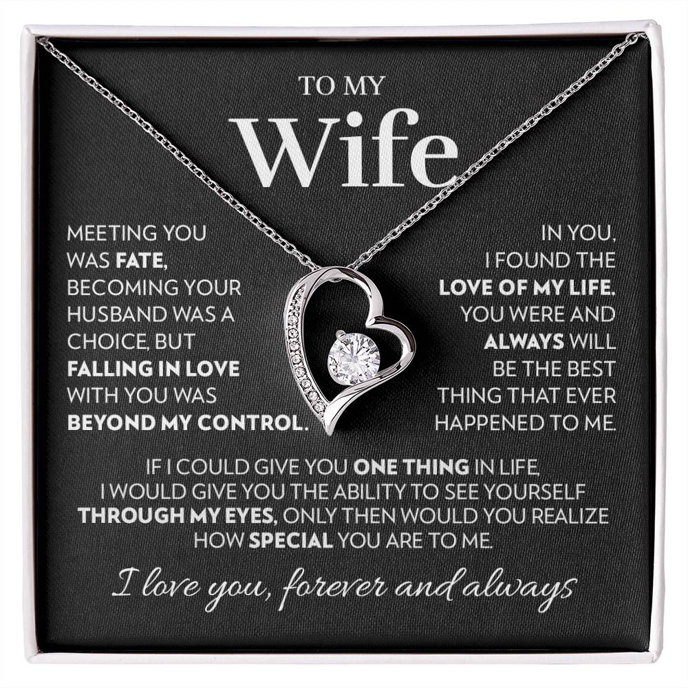 To My Wife Necklace from Husband with Love of My Life Message Card, Heart Pendant