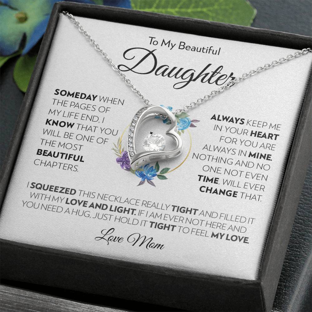 To My Beautiful Daughter (From Mom) - Always Keep Me In Your Heart - Forever Love Necklace - Custom Signature