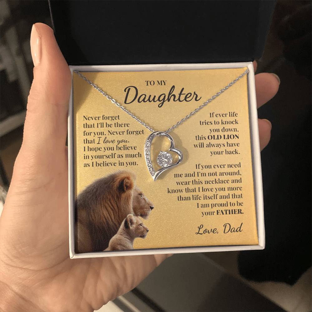 To My Daughter (From Dad) - This Old Lion Will Always Have Your Back - Forever Love Necklace
