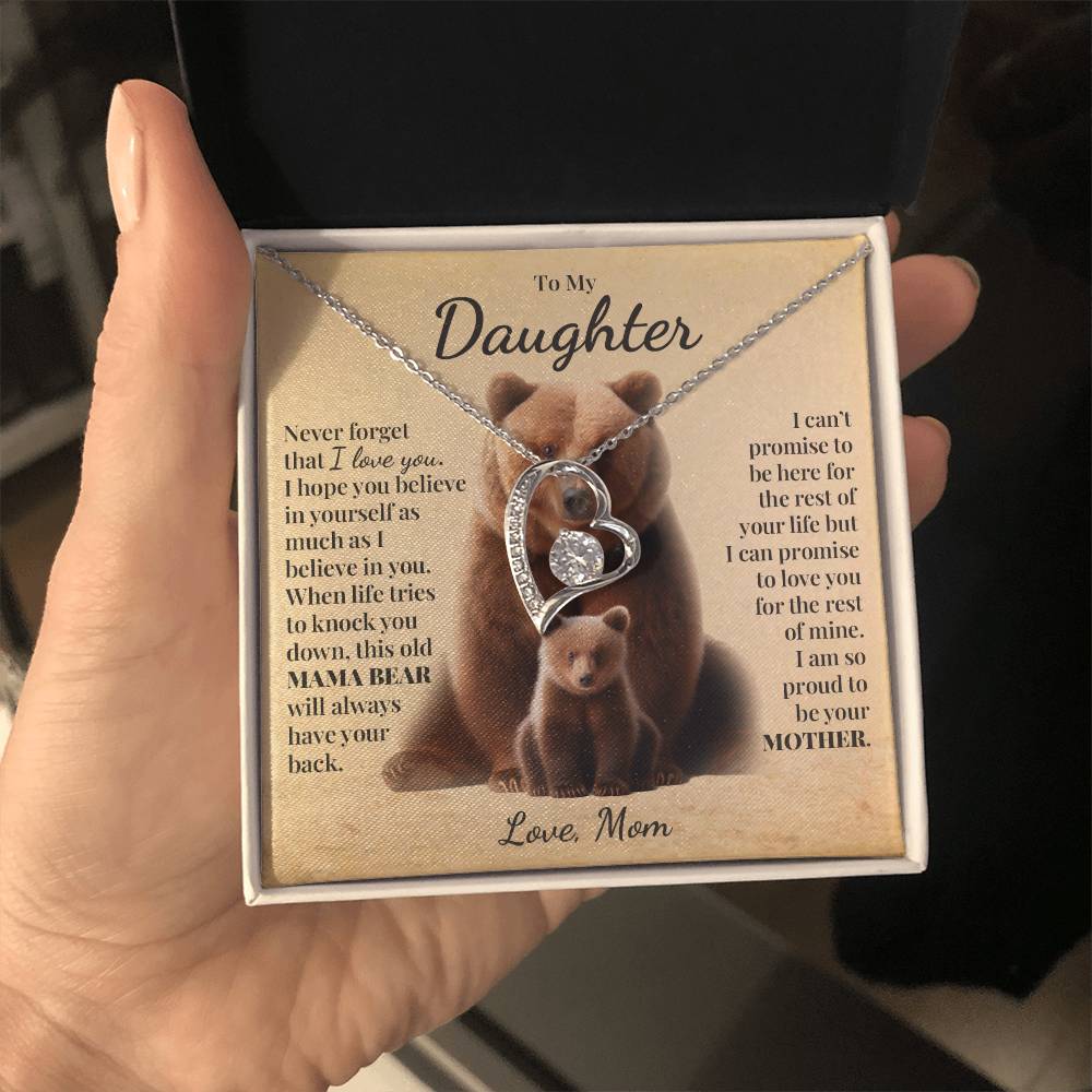 To My Daughter (From Mom) - This Old Mama Bear - Forever Love Necklace