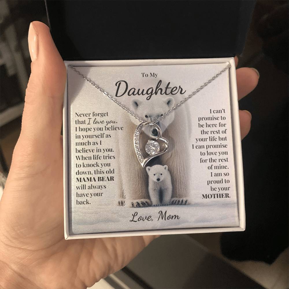 To My Daughter (From Mom) - This Old Mama Bear - Forever Love Necklace and Free Gift