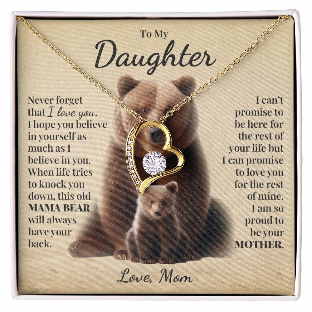 To My Daughter (From Mom) - This Old Mama Bear - Forever Love Necklace