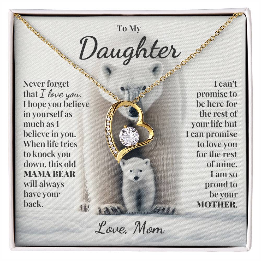 To My Daughter (From Mom) - This Old Mama Bear - Forever Love Necklace