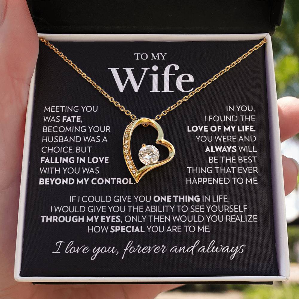 To My Wife Necklace from Husband with Love of My Life Message Card, Heart Pendant