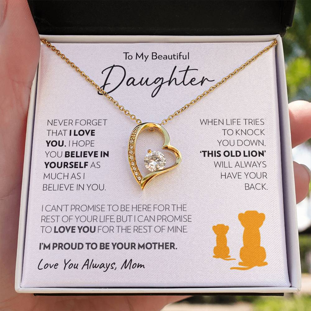 Daughter (from Mom) - Old Lion - Forever Love Necklace