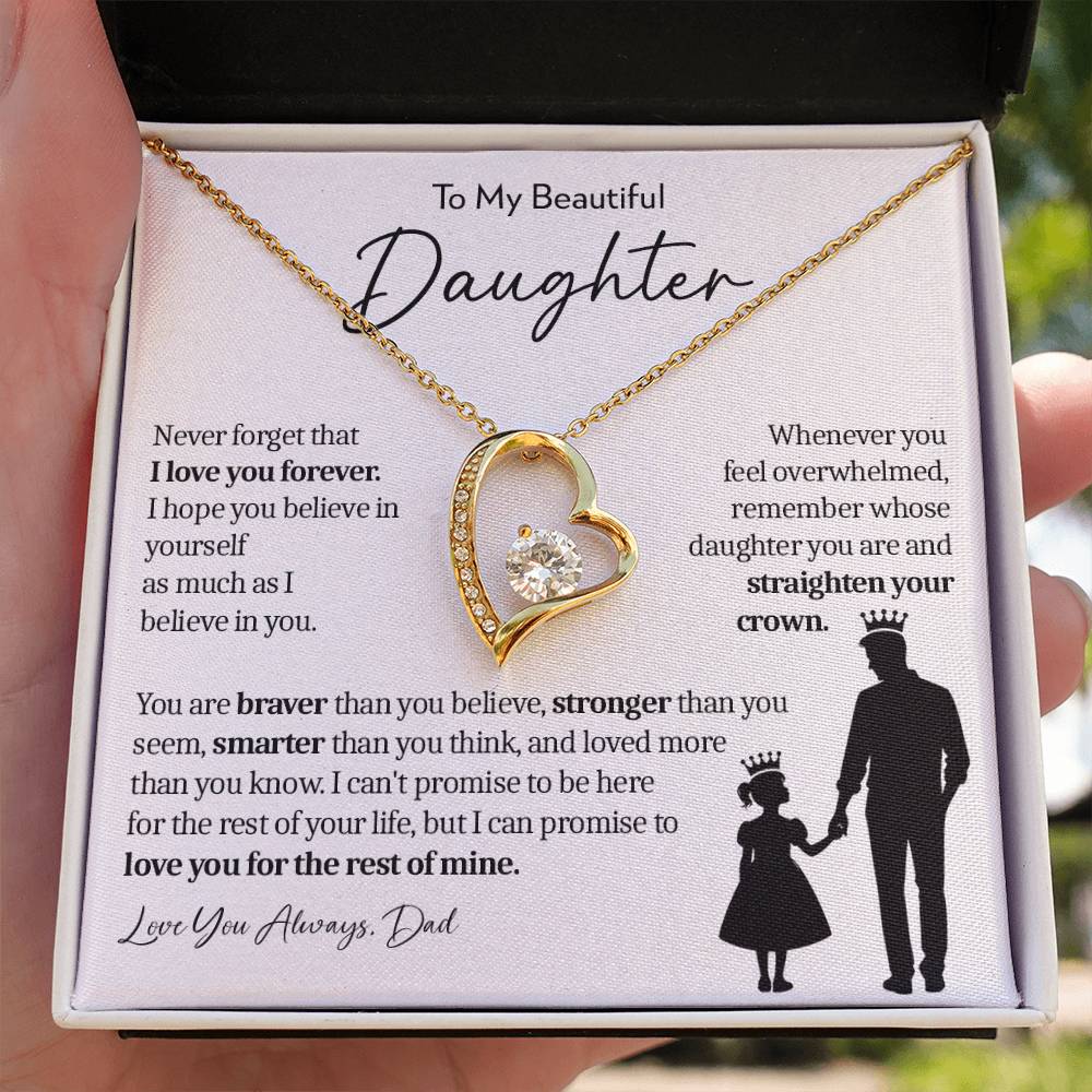 To My Daughter (From Dad) - Straighten Your Crown - Forever Love Necklace