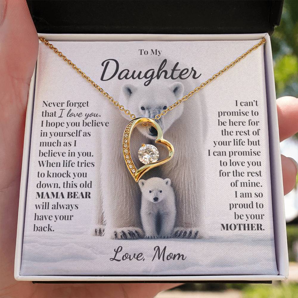 To My Daughter (From Mom) - This Old Mama Bear - Forever Love Necklace