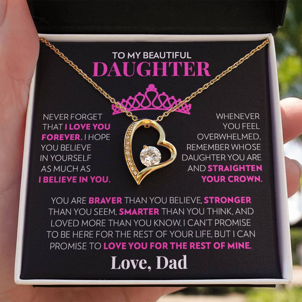 To My Daughter (From Dad) - Straighten Your Crown - Forever Love Necklace