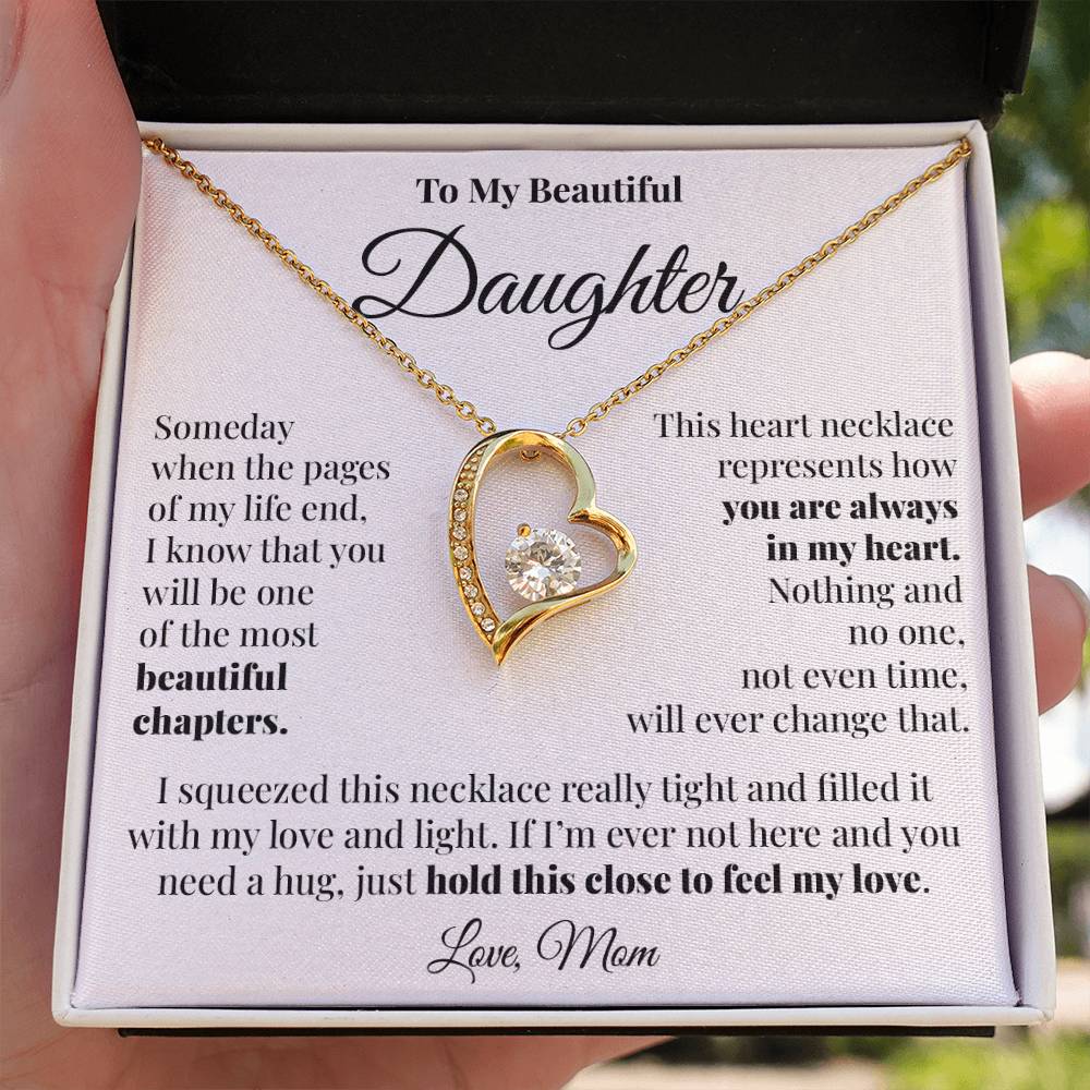 To Daughter (From Mom) - Heart - Forever Love Necklace