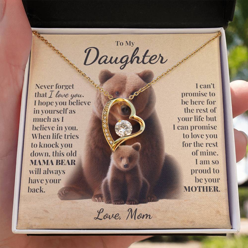 To My Daughter (From Mom) - This Old Mama Bear - Forever Love Necklace