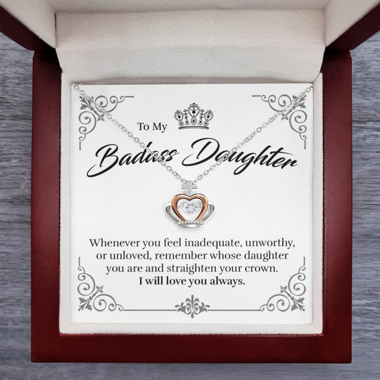 To Daughter - Straighten Your Crown - Crown Pendant Necklace