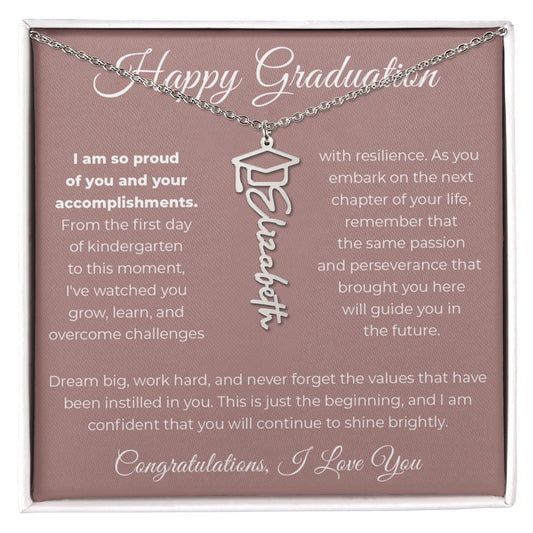 To Graduate - I Am So Proud - Graduation Cap Name Necklace – Personalised with Graduate's Name
