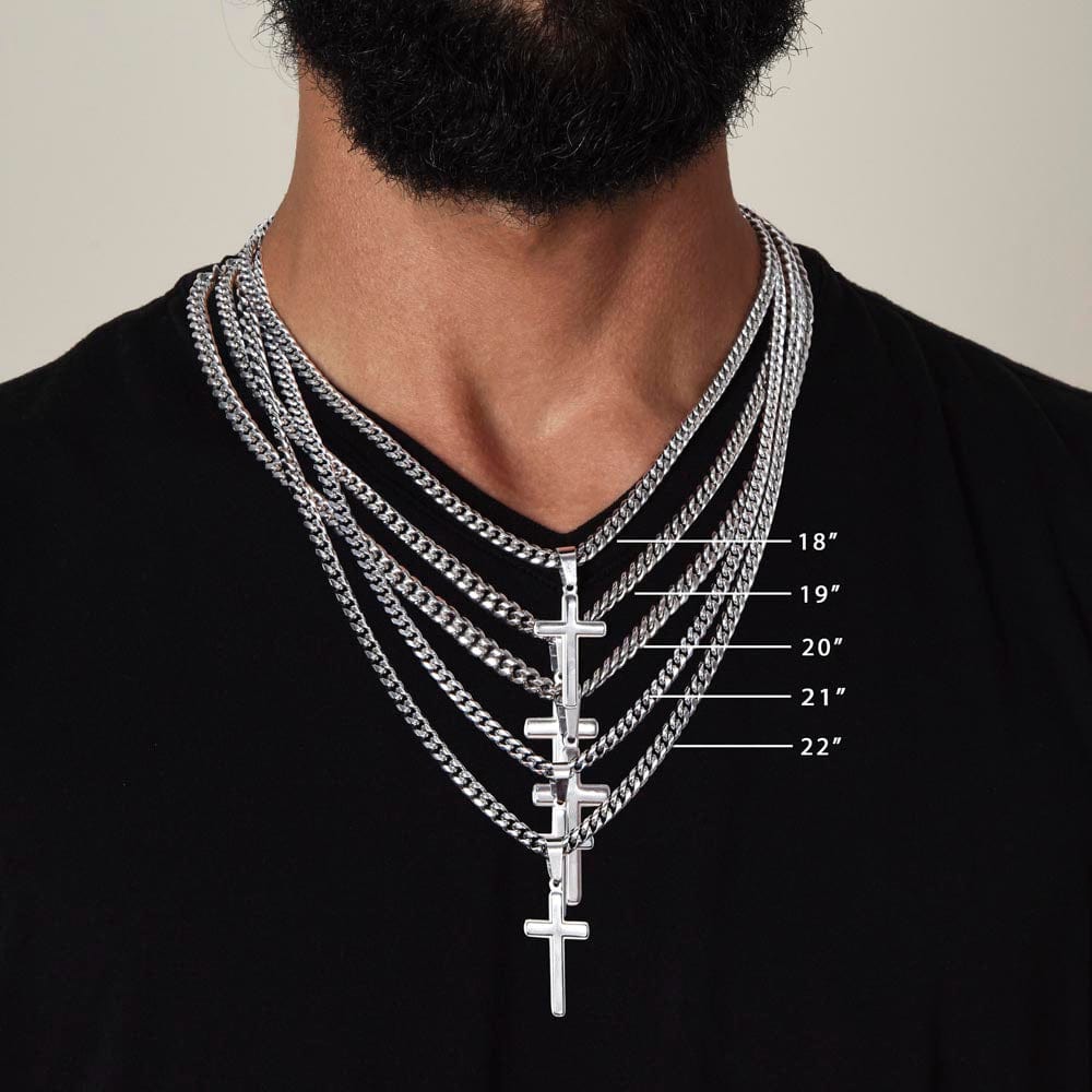 To My Son (From Dad) - Never Forget - Cuban Link Cross Necklace