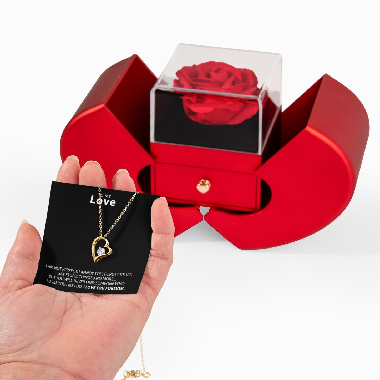 To My Love - Not Perfect - Forever Love Necklace and Heart Box Gift Set