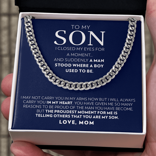 Son (From Mom) - I Closed My Eyes - Cuban Link Chain Necklace