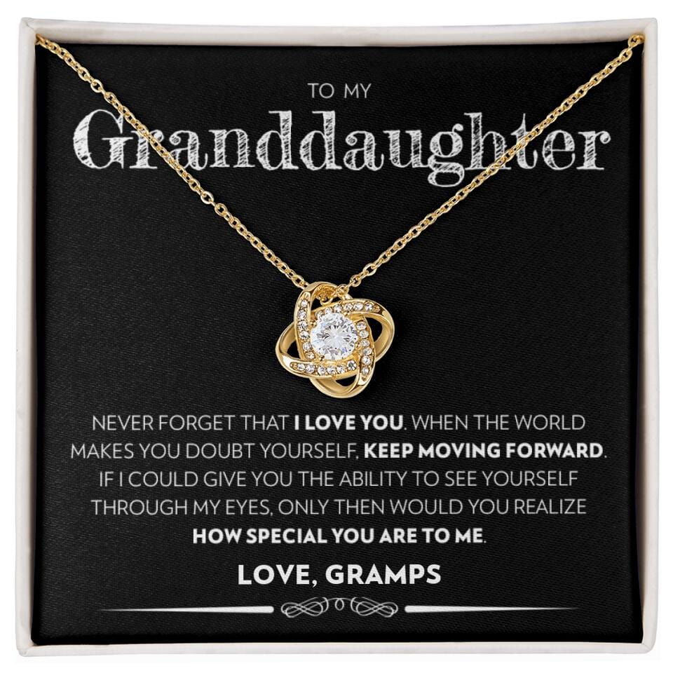 Granddaughter - Keep Moving Forward - Love Knot Necklace - Custom Signature