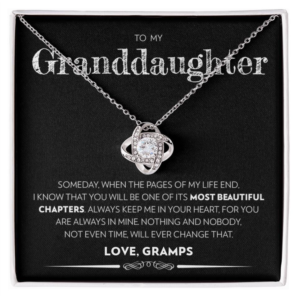 Granddaughter - Pages Of My Life - Love Knot Necklace - Custom Signature