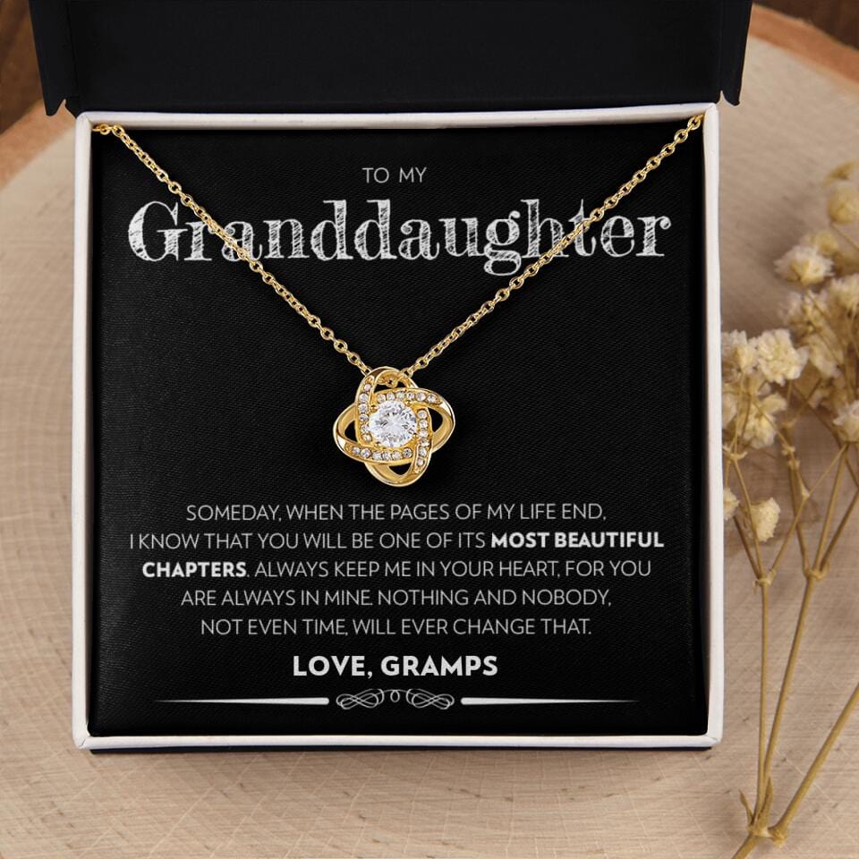 Granddaughter - Pages Of My Life - Love Knot Necklace - Custom Signature